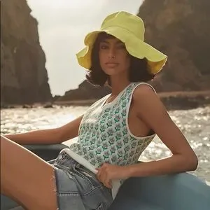 Anthropologie-Reversible Flower Canvas Bucket Hat- Peachy Orange Anthropologie x ASN – The Florette Pink Straw Bucket Hat for  main image 3